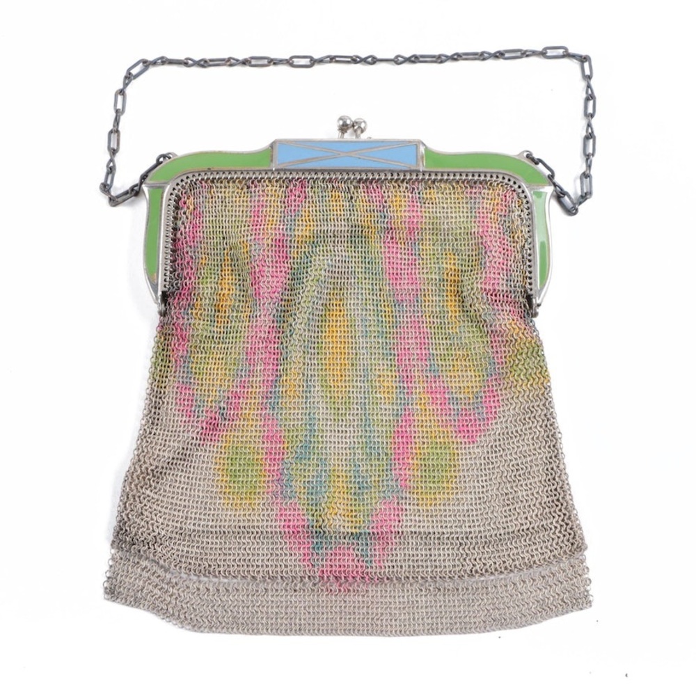Vintage Whiting & Davis Metal Enameled Mesh Purse